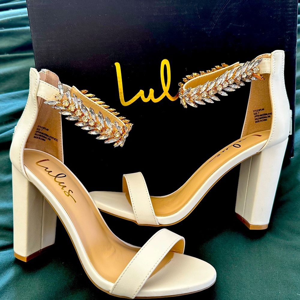 LULUS white ankle strap heel